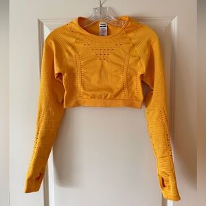 Gymshark Yellow Seamless Cropped Long Sleeve Top